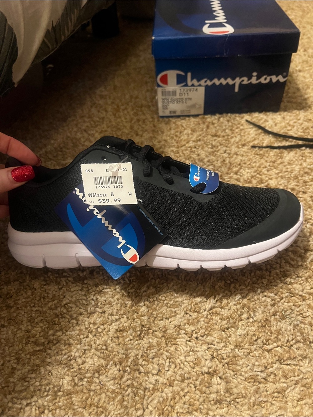 NIB Women’s Champion Black Athletic Sneakers with White Soles Size 8 Wide - Picture 3 of 14